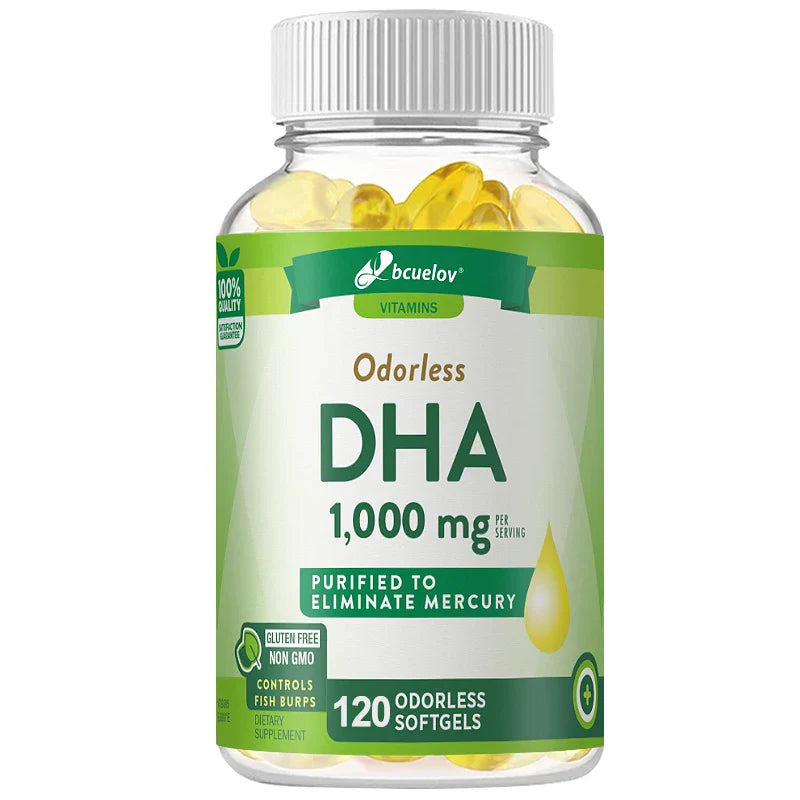 Bcuelov High IQ Brain Booster Supplement DHA Vitamin Capsules Improve Memory Mental Focus Nerve Energy and IQ Spirit