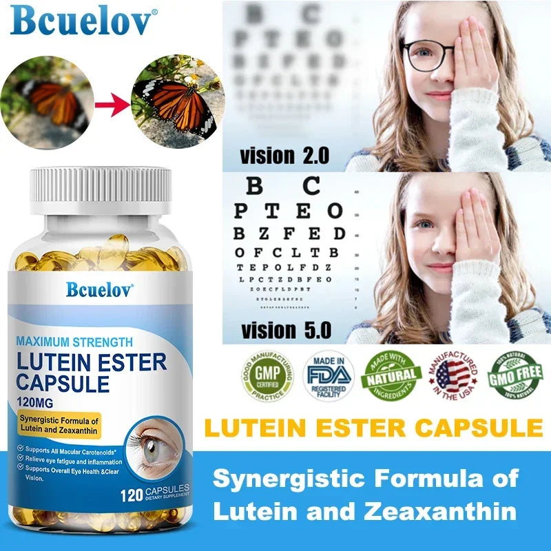 Bcuelov Lutein & Zeaxanthin, Eye Health Supplement, Supports Vision Health, Macula Health, 120 Capsules