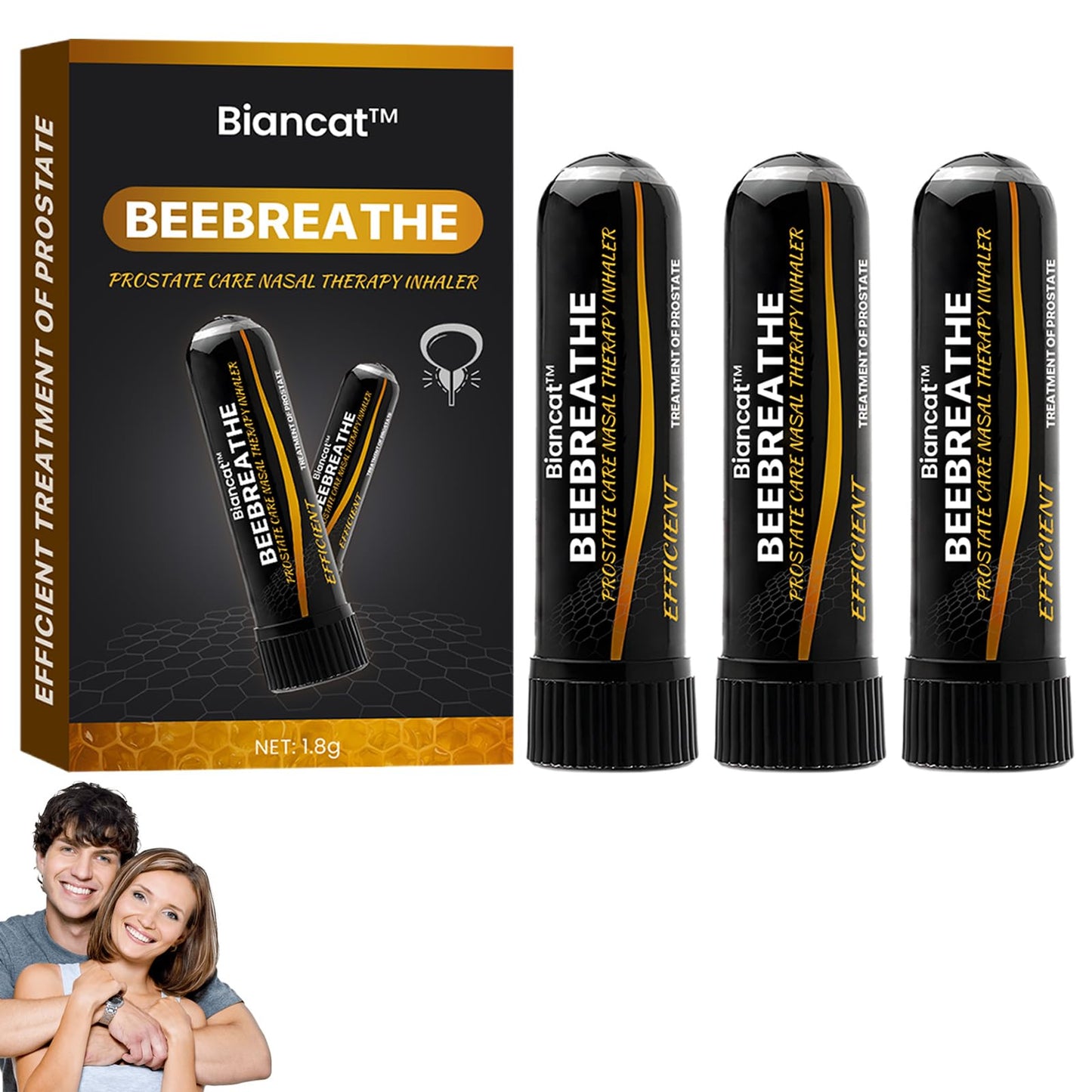 BeeBreathe Prostate Care Nasal Inhaler, BeeBreathe Nasal Inhaler Prostate Wellness, BeeBreathe Nasal Spray for Prostate Wellness, Restores Energy and Vitality (2 Bottle)