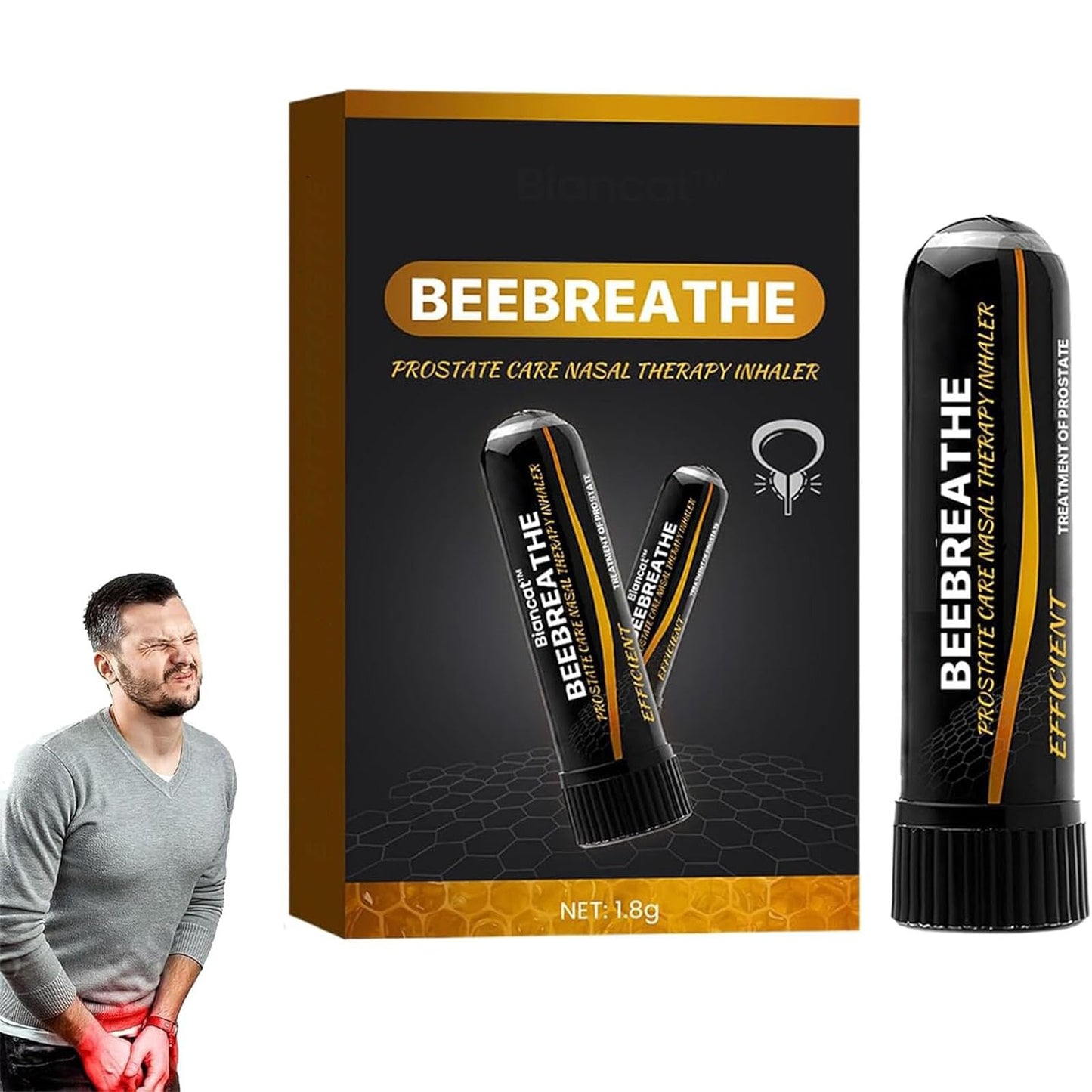 Beebreathe Prostate Nasal Inhaler, Beeboom Nasal Inhaler for Prostate Wellness, Prostate Spray Improves Blood Circulation, Clean Your Nose and Enjoy Fresh Air, Restores Energy and Vitality (3pcs)
