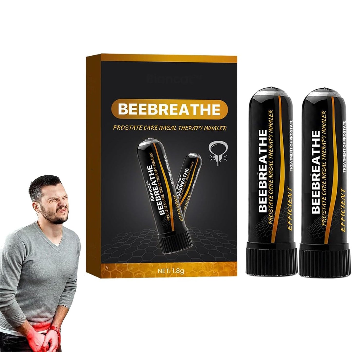 Beebreathe Prostate Nasal Inhaler, Beeboom Nasal Inhaler for Prostate Wellness, Prostate Spray Improves Blood Circulation, Clean Your Nose and Enjoy Fresh Air, Restores Energy and Vitality (3pcs)