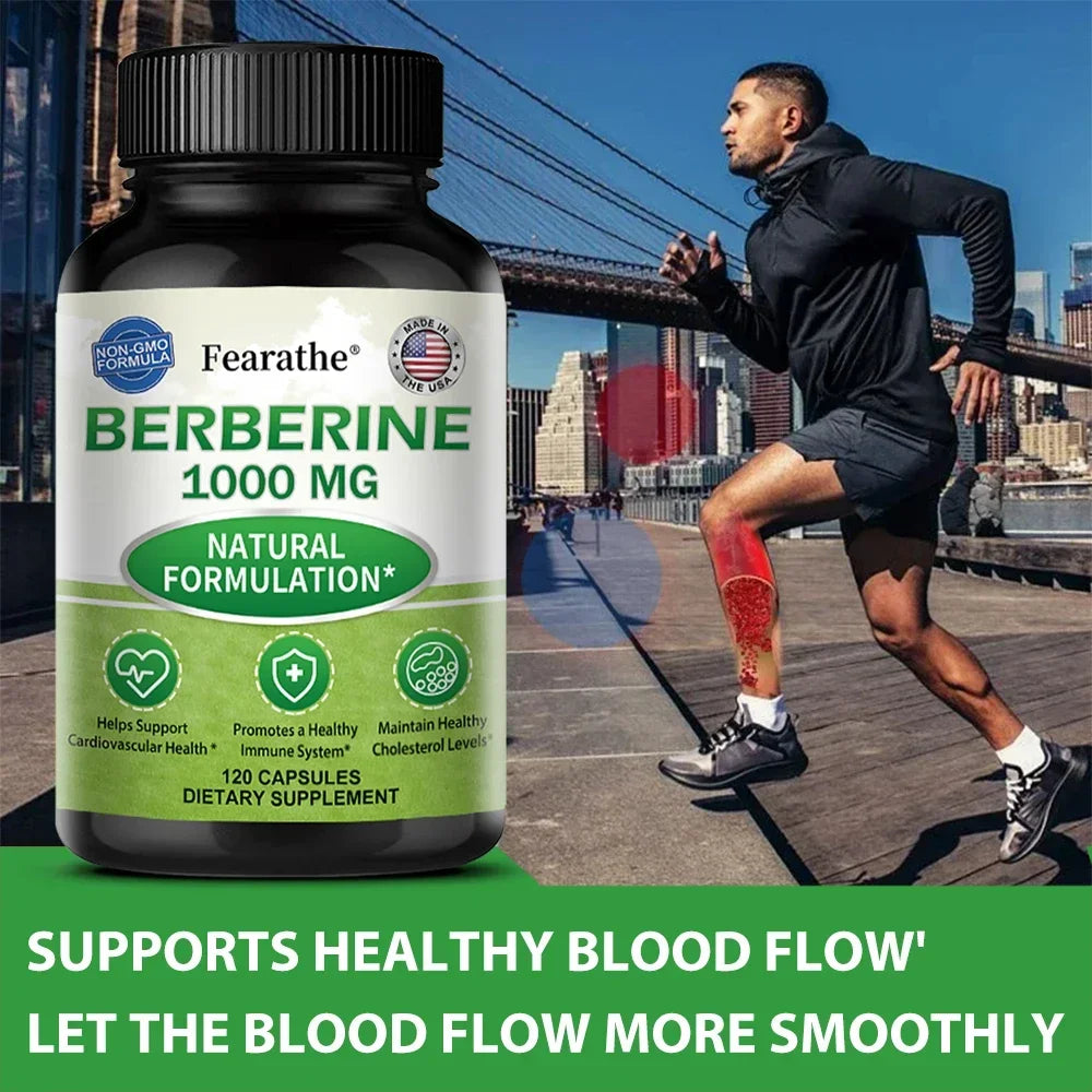 Berberine 1000 Mg - Natural Plant Supplement, Helps Heart Health, Immune System, Healthy Gastrointestinal Tract, Cholesterol