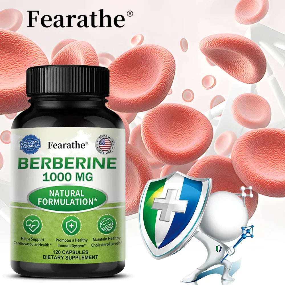 Berberine 1000 Mg - Natural Plant Supplement, Helps Heart Health, Immune System, Healthy Gastrointestinal Tract, Cholesterol