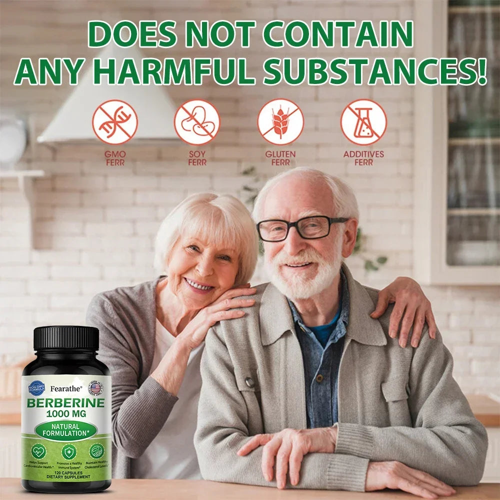 Berberine 1000 Mg - Natural Plant Supplement, Helps Heart Health, Immune System, Healthy Gastrointestinal Tract, Cholesterol
