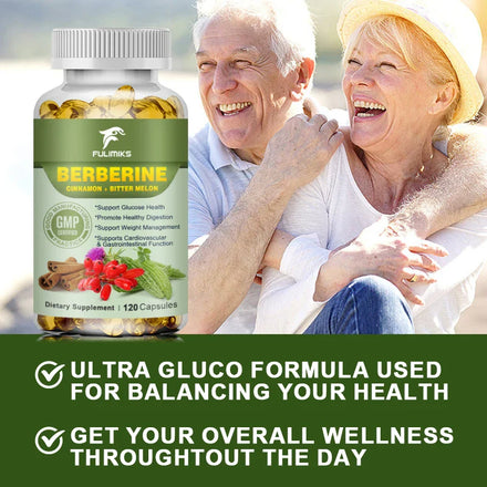Berberine Capsules & Ceylon Cinnamon, Bitter Gourd, Milk Thistle, Protect The Liver, Immune System & Heart Health Supplement