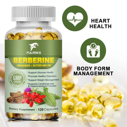 Berberine Capsules & Ceylon Cinnamon, Bitter Gourd, Milk Thistle, Protect The Liver, Immune System & Heart Health Supplement