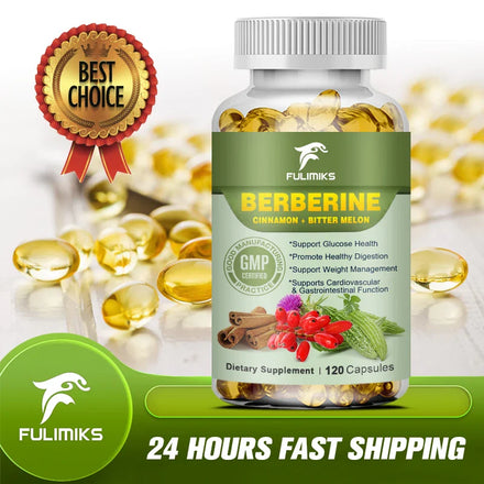 Berberine Capsules & Ceylon Cinnamon, Bitter Gourd, Milk Thistle, Protect The Liver, Immune System & Heart Health Supplement
