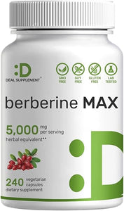 Berberine Max Supplement with Turmeric, 5,000mg Per Serving, 240 Veggie Capsules – 97% Pure Berberine HCL – 25:1 Berberine Root Extract – Vegetarian Friendly, Non-GMO in Pakistan