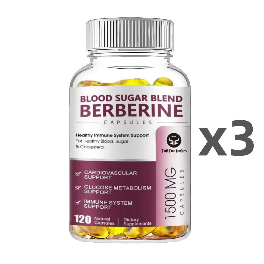 Berberine Supplement 1500mg Support Cardiovascular, Blood Pressure & Sugar High Potency with Ceylon Cinnamon, Turmeric Vegan