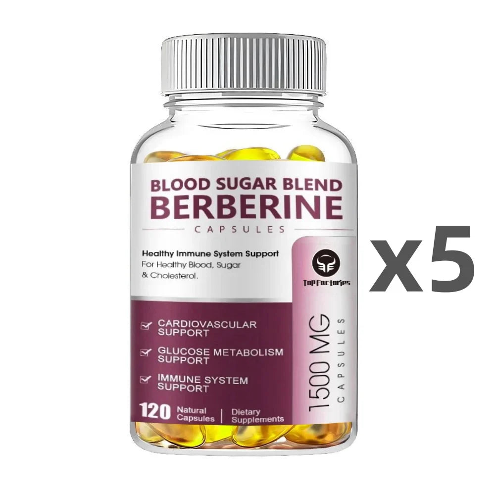Berberine Supplement 1500mg Support Cardiovascular, Blood Pressure & Sugar High Potency with Ceylon Cinnamon, Turmeric Vegan