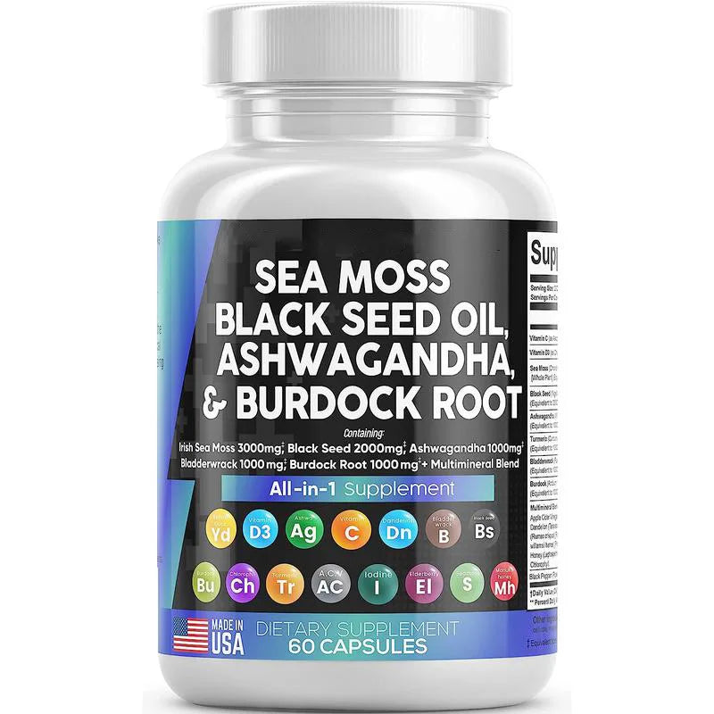 Best Male Enhancing Supplement With Sea Moss - Natural Muscle Builder Enlargement Pills- Gluten Free & Non-GMO - Vegan