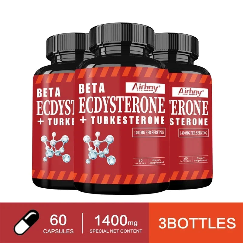 Beta Ecdysterone and Turkesterone Supplements - Muscle Mass Increase, Anabolic Activity Support, Muscle Development