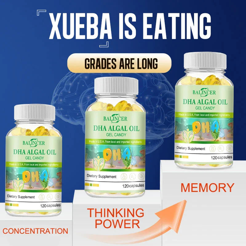 Brain booster, antioxidant, fish oil supplement, support nervous system health, improve attention, memory and concentration