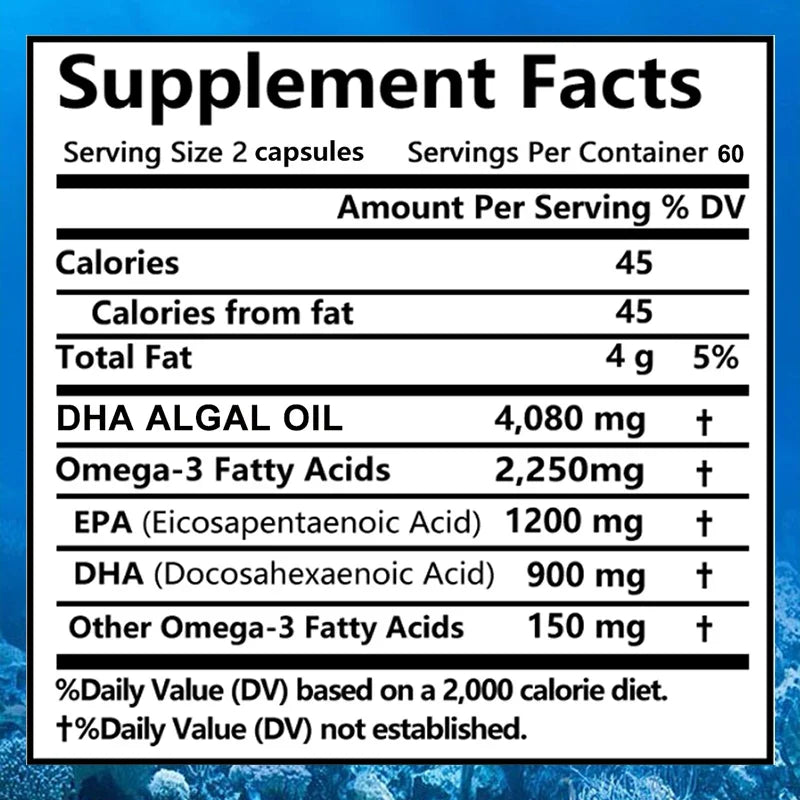 Brain booster, antioxidant, fish oil supplement, support nervous system health, improve attention, memory and concentration