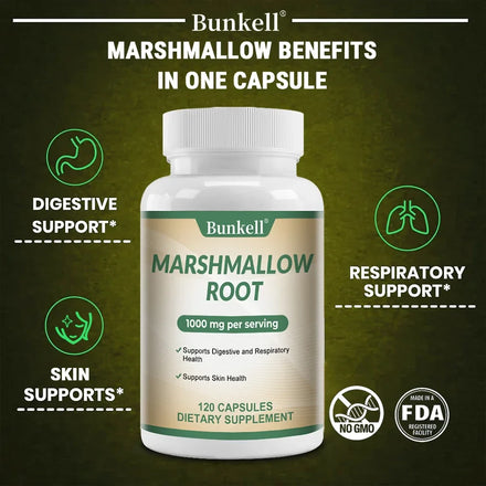Bunkell MARSHMALLOW ROOT Supplement - Comprehensive Immune System Support, Digestive and Respiratory Health Non-GMO, Gluten-Free