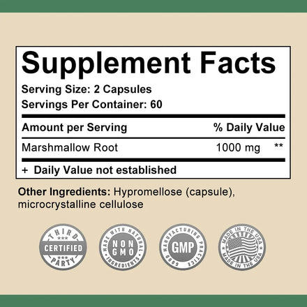 Bunkell MARSHMALLOW ROOT Supplement - Comprehensive Immune System Support, Digestive and Respiratory Health Non-GMO, Gluten-Free