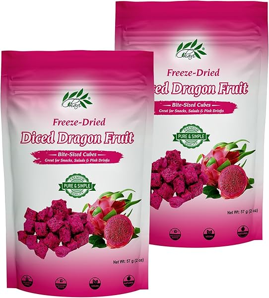 CHAVI Freeze-Dried Diced Dragon Fruit Snack - Pack of 2 x 2 oz - Healthy 1 Ingredient Superfood - No Added Sugars or Preservatives - Non-GMO, Vegan, Gluten-Free (Pack of 2)… in Pakistan in Pakistan CHAVI Freeze-Dried Diced Dragon Fruit Snack - Pack of 2 x 2 oz - Healthy 1 Ingredient Superfood - No Added Sugars or Preservatives - Non-GMO, Vegan, Gluten-Free (Pack of 2)… in Pakistan in Pakistan