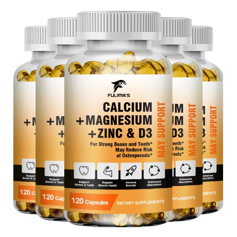 Calcium Magnesium Zinc + D3 Vitamin Nutritional Supplement - Supports Bone Density & Muscle Health - Immune Support
