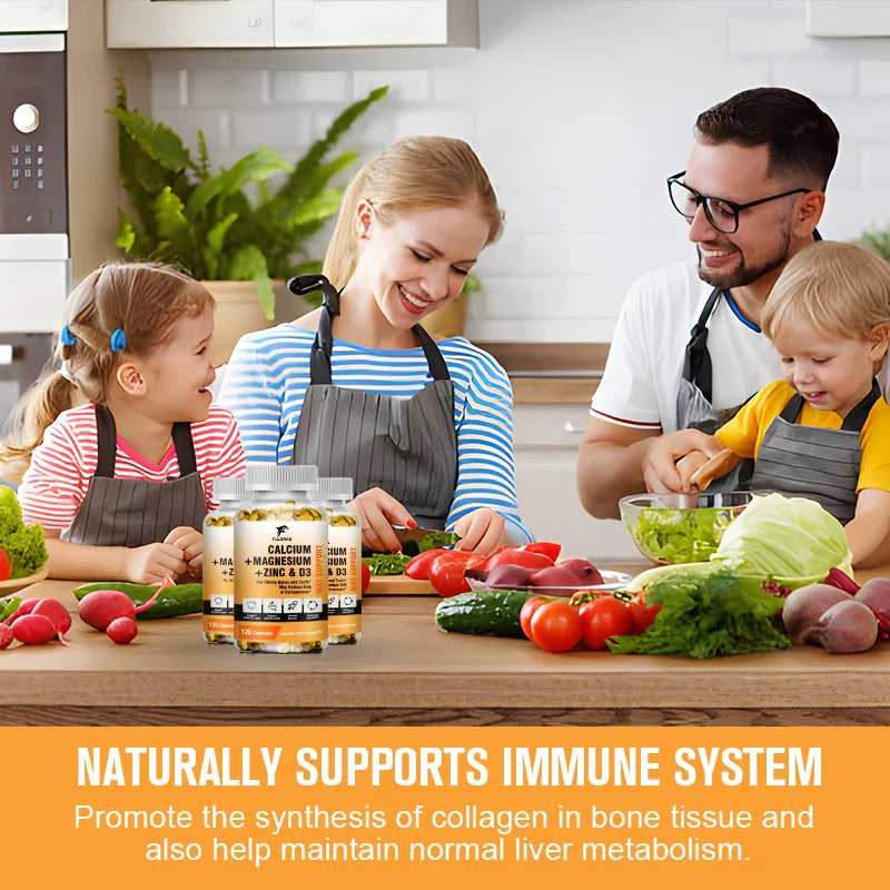 Calcium Magnesium Zinc + D3 Vitamin Nutritional Supplement - Supports Bone Density & Muscle Health - Immune Support