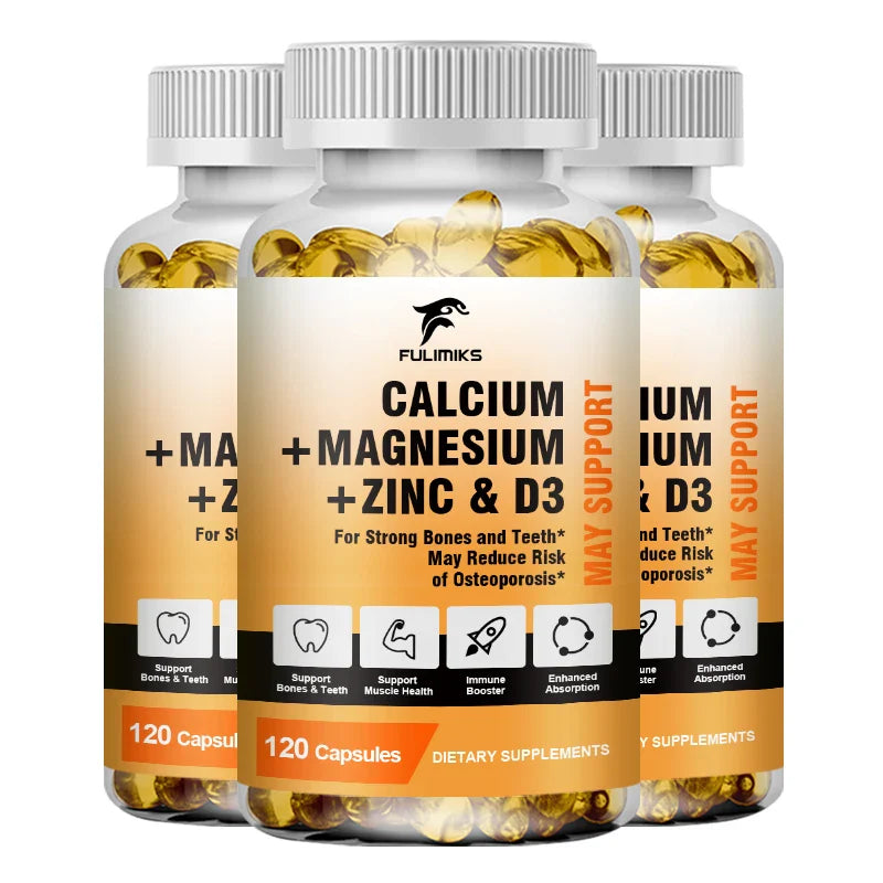 Calcium Magnesium Zinc + D3 Vitamin Nutritional Supplement - Supports Bone Density & Muscle Health - Immune Support