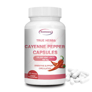 Cayenne Pepper Capsules 750mg - Supports Cardiovascular Health, Promotes Blood Circulation, and Digestive Health