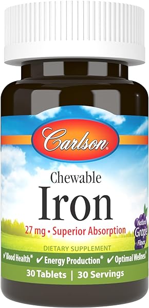 Chewable Iron 27 mg, Grape, Blood Health, 30 in Pakistan