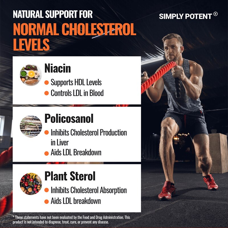 Cholesterol Support Supplement Lowers LDL & Triglycerides Natural Anxiety Relief Adrenal Support