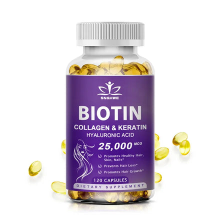 Collagen Biotin Supplement with Hyalurin&Keratin-Vitamins for Hair Growth- Women & Men-B1B2 B3B6B12 -Nails&Skin-Multi-Vitamins
