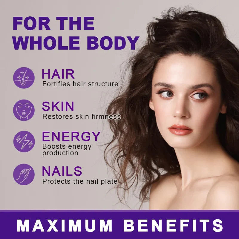 Collagen Biotin Supplement with Hyalurin&Keratin-Vitamins for Hair Growth- Women & Men-B1B2 B3B6B12 -Nails&Skin-Multi-Vitamins