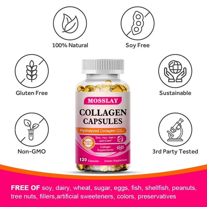 Collagen Capsules with Hyaluronic Acid and Vitamin C Complex, Skin Whitening Supplement