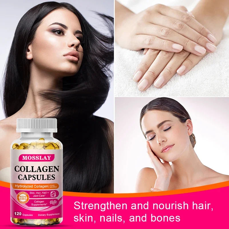 Collagen Capsules with Hyaluronic Acid and Vitamin C Complex, Skin Whitening Supplement