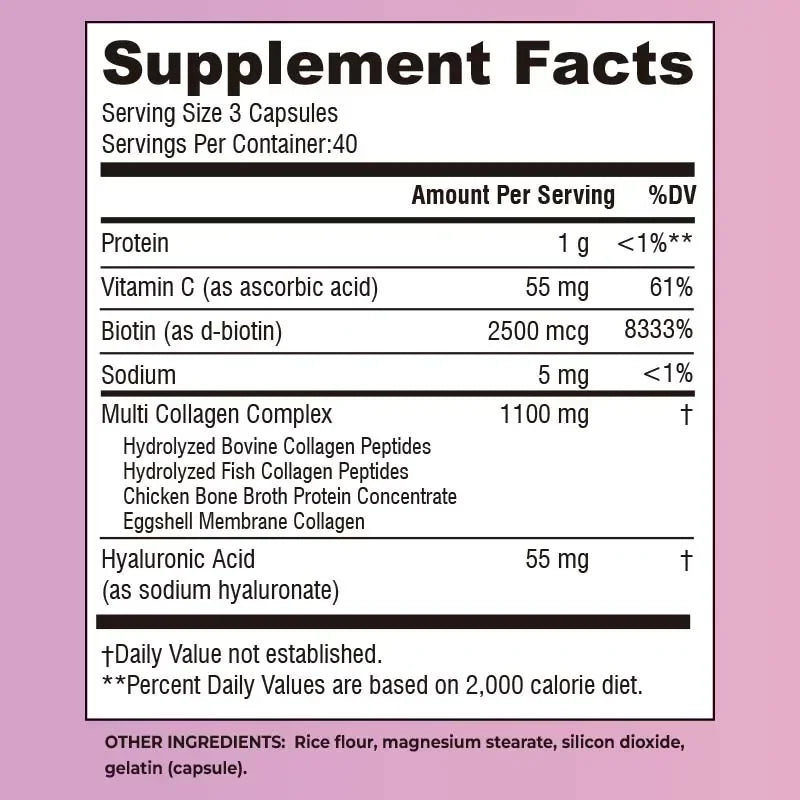 Collagen Complex – Nutritional Supplement That Helps Whiten & Brighten Skin, Joints, Nails, Hair Support, and Relieve Fine Lin