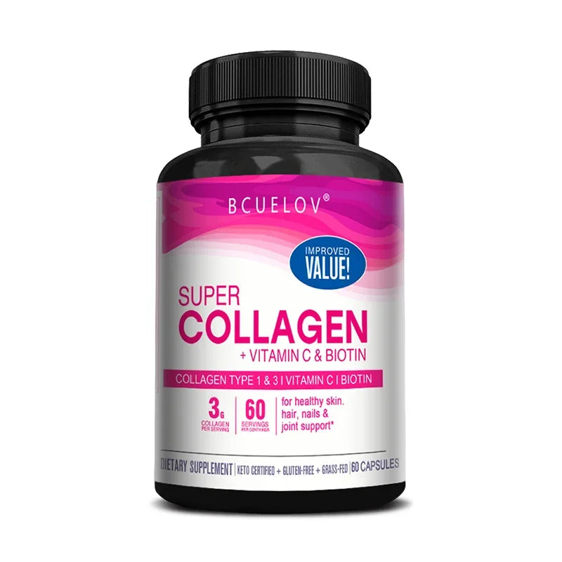 Collagen Supplement Rich in Vitamin C and Biotin - Supports nails and hair, smooth skin, joint and bone health