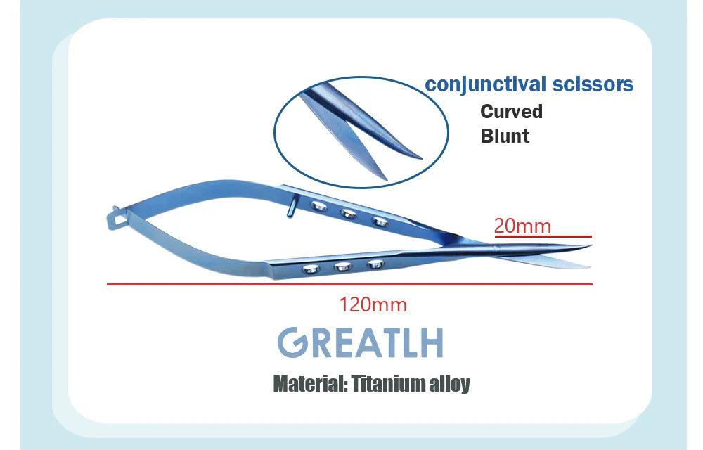 Conjunctival Scissors Blunt Curved Head Eye Micro Scissors Stainless Steel/ Titanium Ophthalmic Surgical Instruments 1pcs