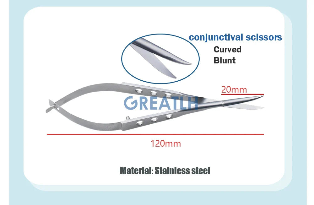 Conjunctival Scissors Blunt Curved Head Eye Micro Scissors Stainless Steel/ Titanium Ophthalmic Surgical Instruments 1pcs