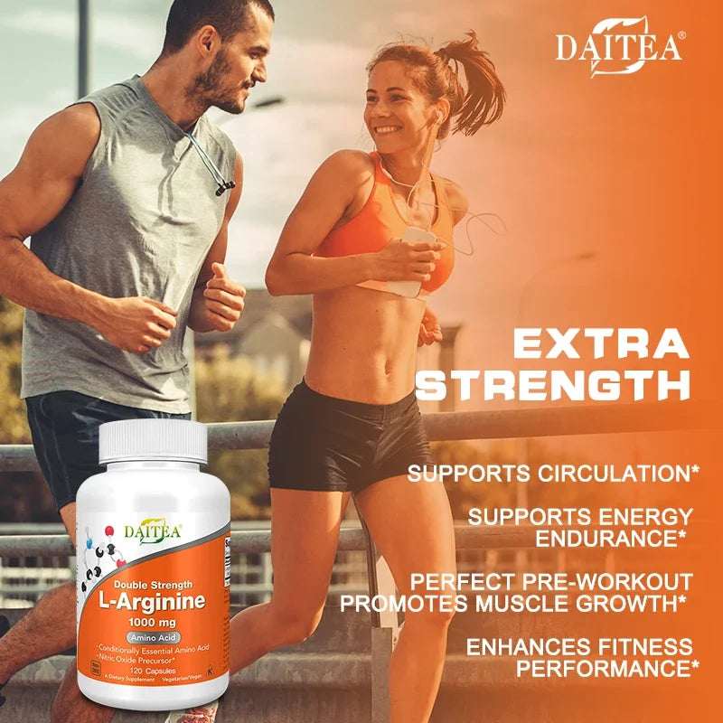 Daitea Arginine Supplement - 1000 Mg Amino Acid Energy & Focus, Stamina Vegan Capsules
