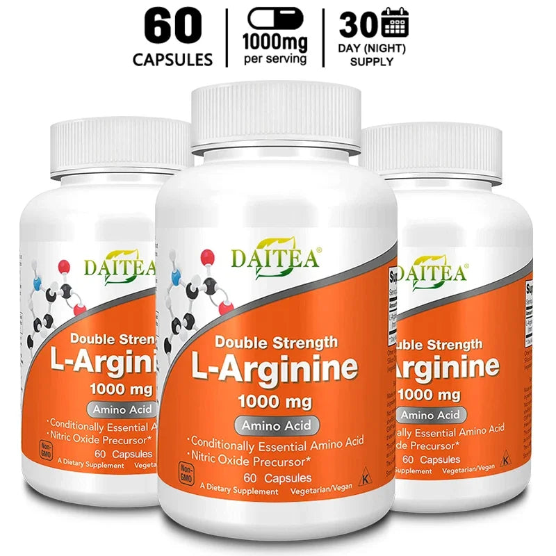 Daitea Arginine Supplement - 1000 Mg Amino Acid Energy & Focus, Stamina Vegan Capsules