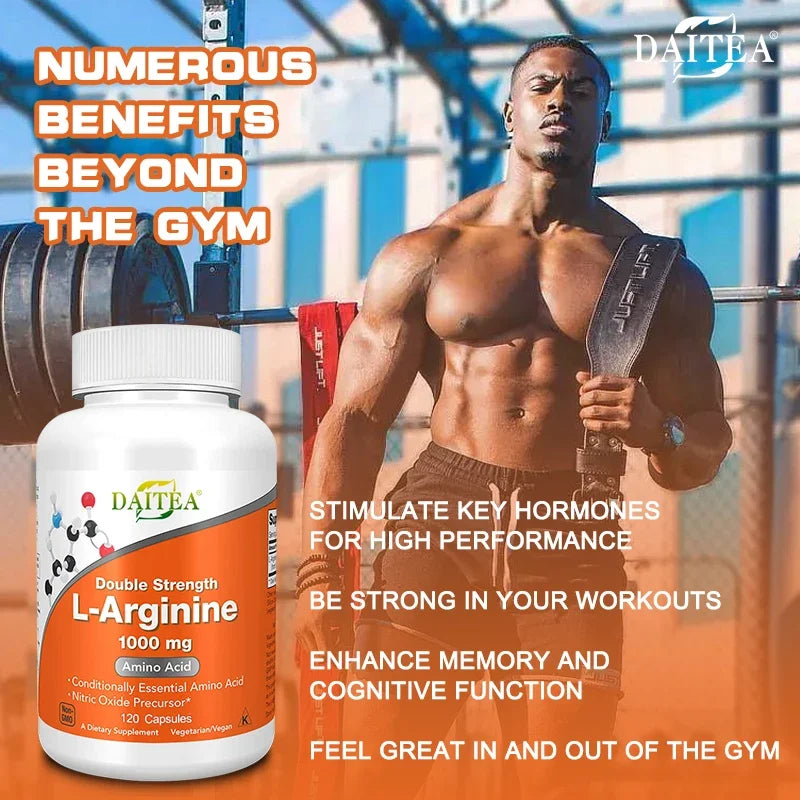 Daitea Arginine Supplement - 1000 Mg Amino Acid Energy & Focus, Stamina Vegan Capsules