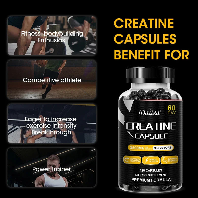 Daitea Creatine Monohydrate - Supports muscle, energy and cognitive function, increases lean muscle mass - Gluten Free