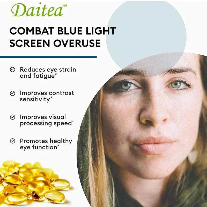 Daitea Eye Vitamins with Lutein and Zeaxanthin Extract Supports Tired, Dry Eyes, Macular and Vision Health, 30/60/120 Capsules