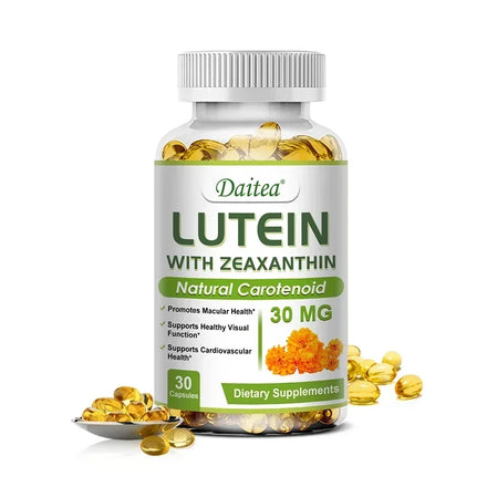 Daitea Eye Vitamins with Lutein and Zeaxanthin Extract Supports Tired, Dry Eyes, Macular and Vision Health, 30/60/120 Capsules