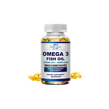 Daitea Omega 3 Fish Oil Capsules Supplement Rich In DHA EPA For Anti-aging Skin Eyes Heart Brain Health Support Immune System