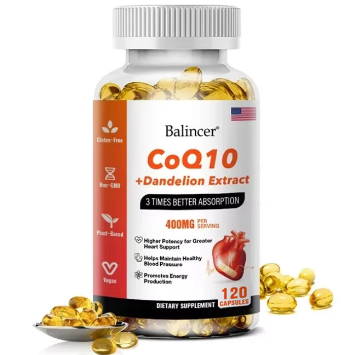 Coenzyme Q10 (Ubiquinol) Capsules with Dandelion Extract Energy Health Food Organic Ultra High Absorption Coenzyme Q10