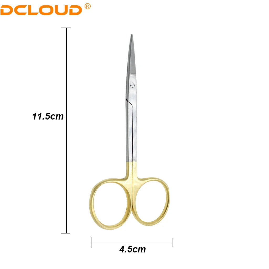 Dental Surgical Scissors Stainless Steel 11.5cm Needle Holder Plier Straight/Curved Tip Head Scissors Forceps Medical Tools