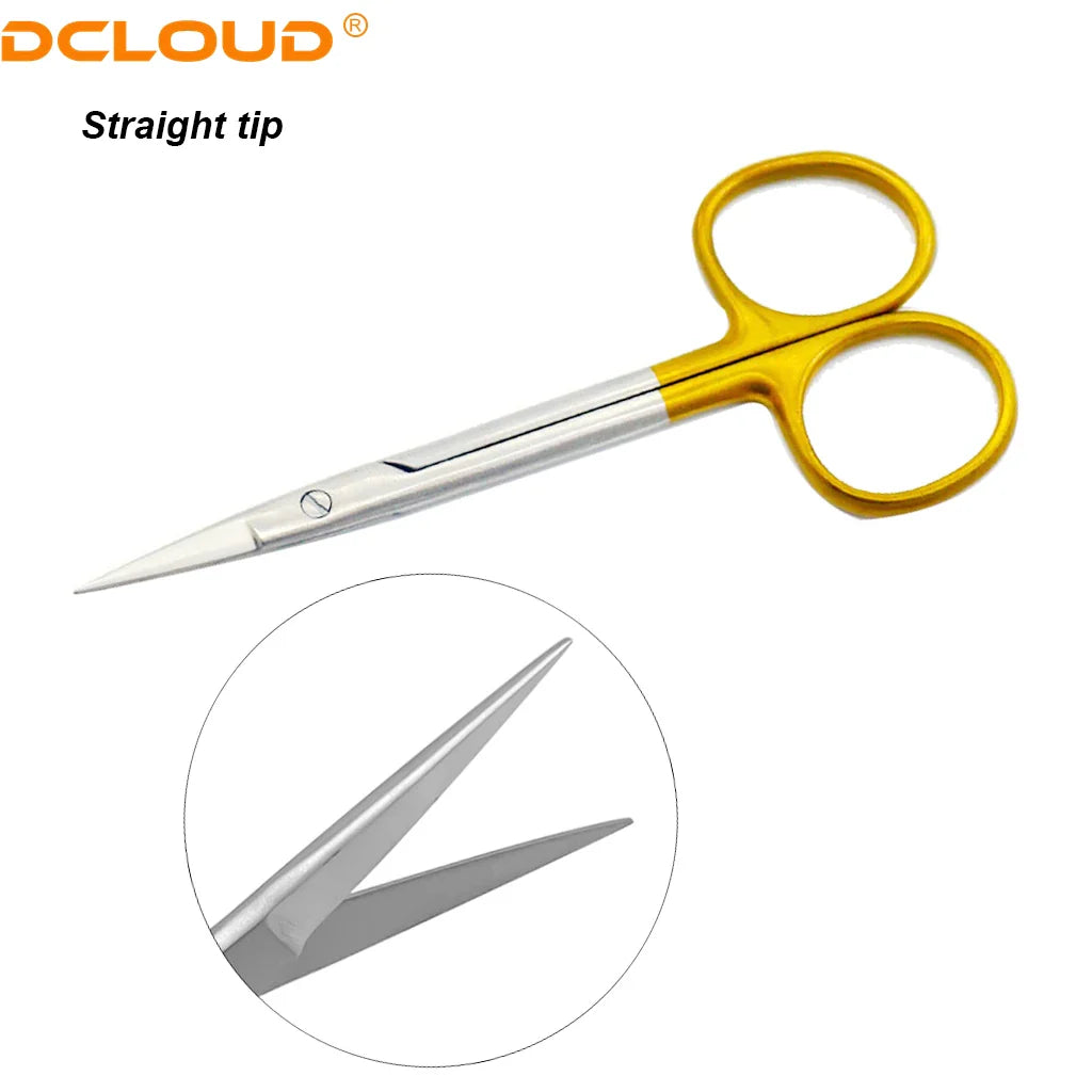 Dental Surgical Scissors Stainless Steel 11.5cm Needle Holder Plier Straight/Curved Tip Head Scissors Forceps Medical Tools