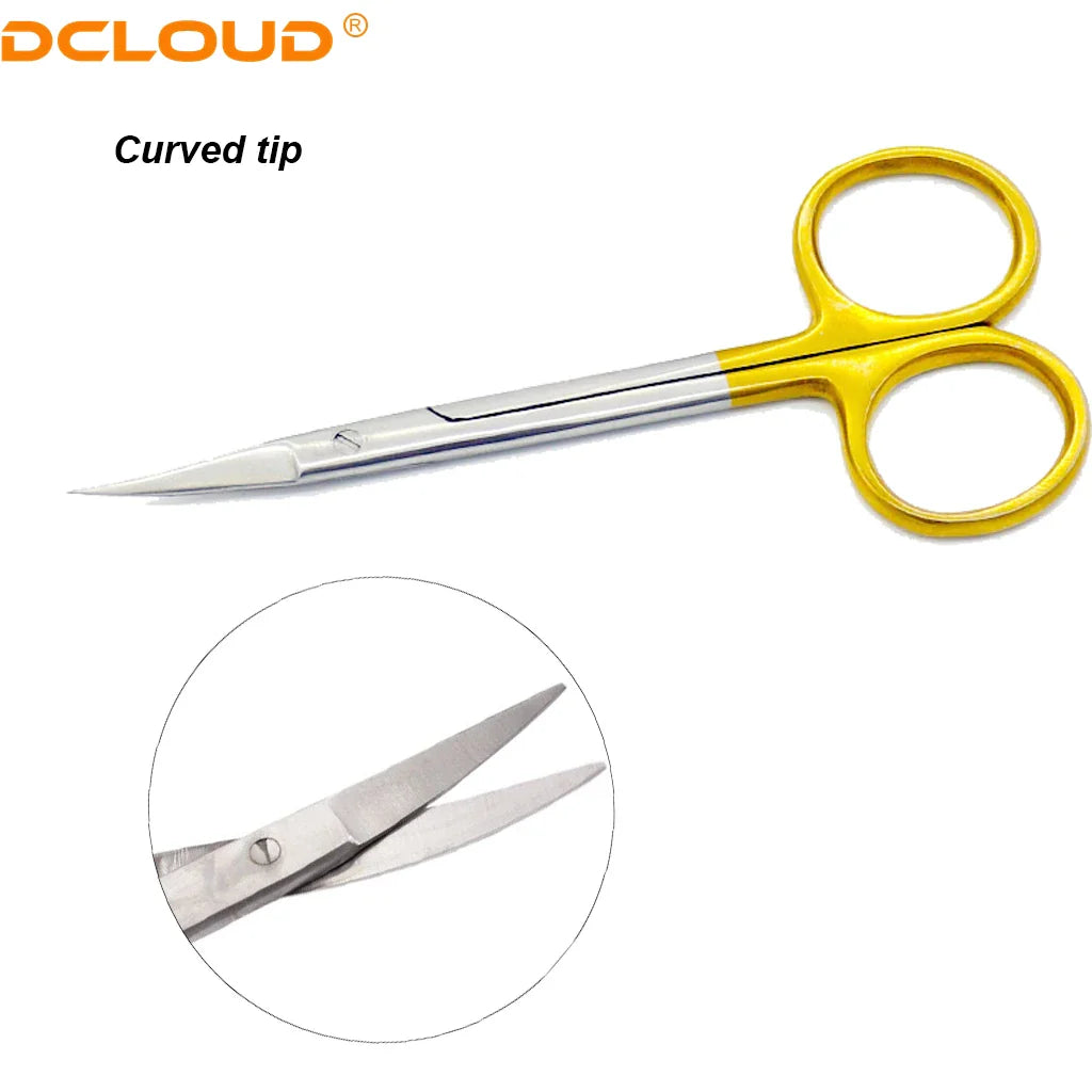 Dental Surgical Scissors Stainless Steel 11.5cm Needle Holder Plier Straight/Curved Tip Head Scissors Forceps Medical Tools