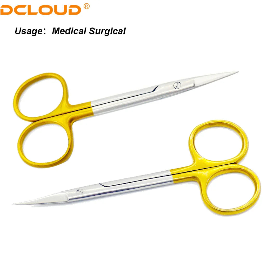 Dental Surgical Scissors Stainless Steel 11.5cm Needle Holder Plier Straight/Curved Tip Head Scissors Forceps Medical Tools
