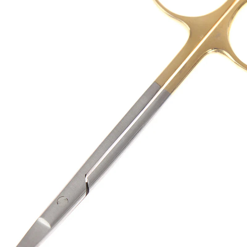 Dental Surgical Scissors Straight/Curved Tip Forceps Stainless Steel Gold Plated Handle Dentist Tools Dentistry Lab Instrument