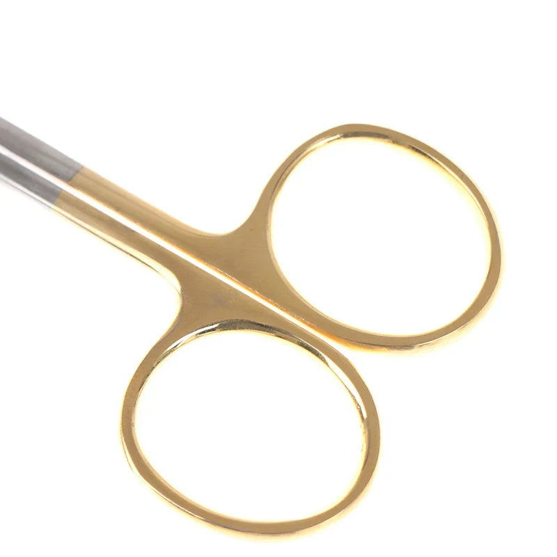 Dental Surgical Scissors Straight/Curved Tip Forceps Stainless Steel Gold Plated Handle Dentist Tools Dentistry Lab Instrument
