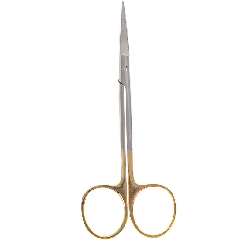 Dental Surgical Scissors Straight/Curved Tip Forceps Stainless Steel Gold Plated Handle Dentist Tools Dentistry Lab Instrument